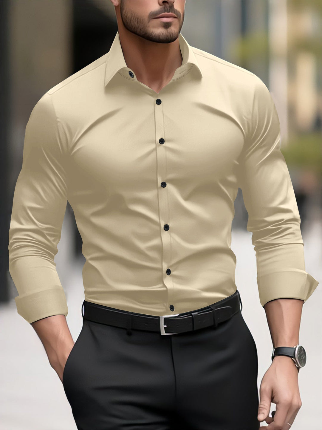 Thomas - Camicia business casual con colletto a revers per uomo