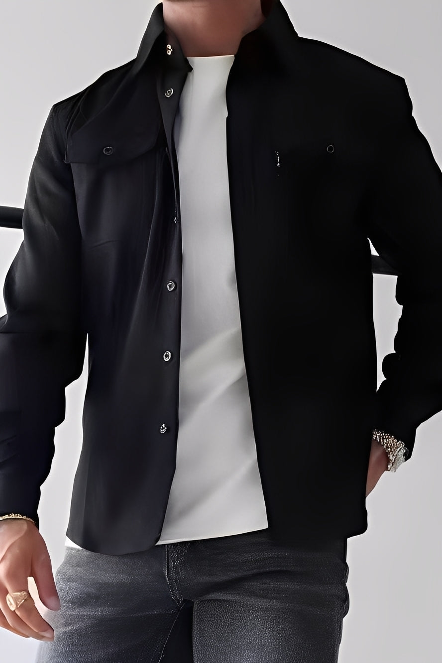 David - Camicia casual con tasche per uomini