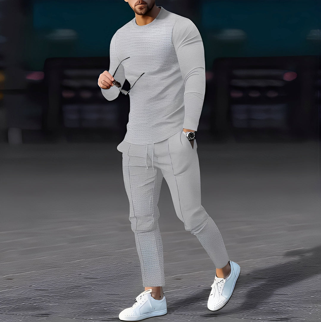 Dillan - Set Slim-Fit Casual per Uomo in Tessuto a Nido d'Ape