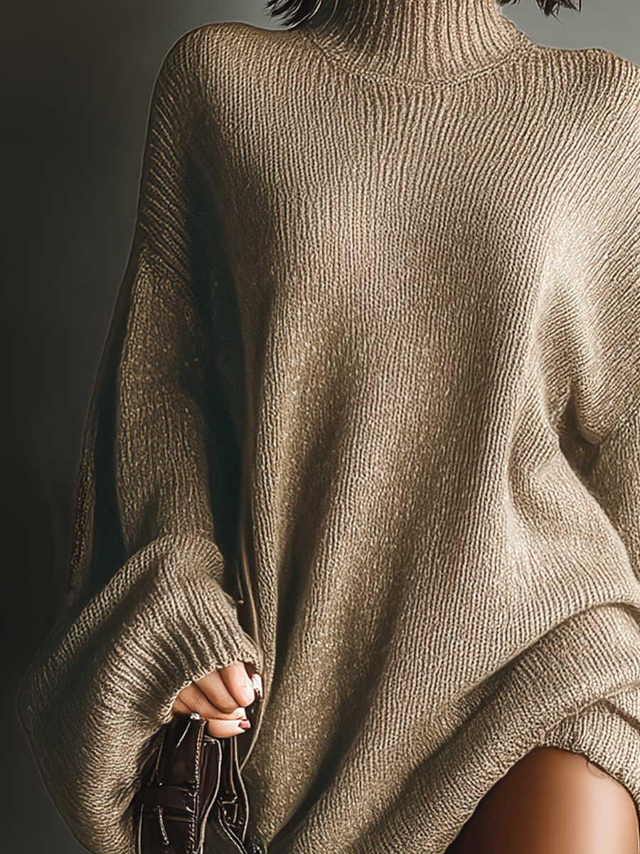 Carla™ | Abito Mini in Maglia Vintage Marrone Caramello