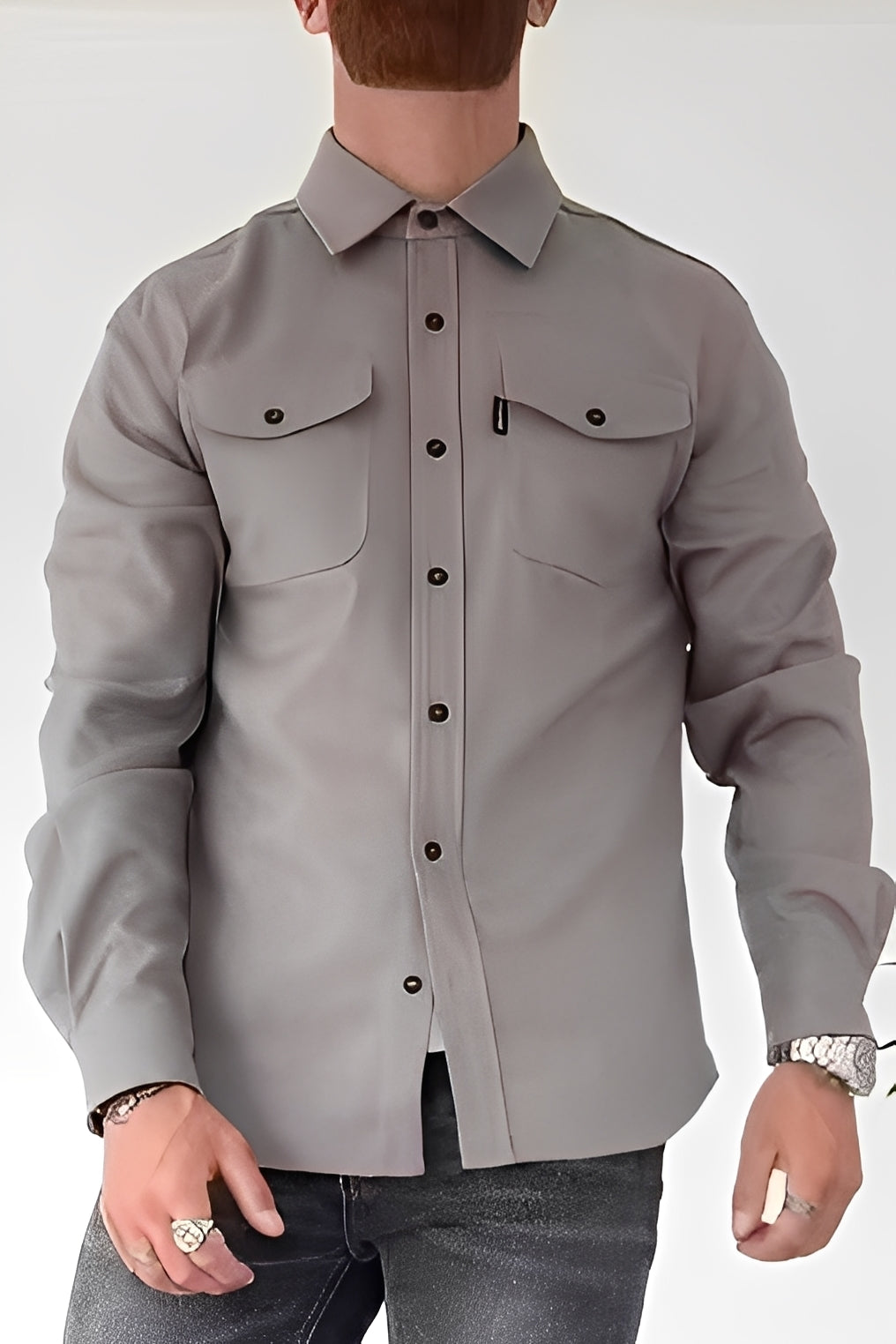 David - Camicia casual con tasche per uomini