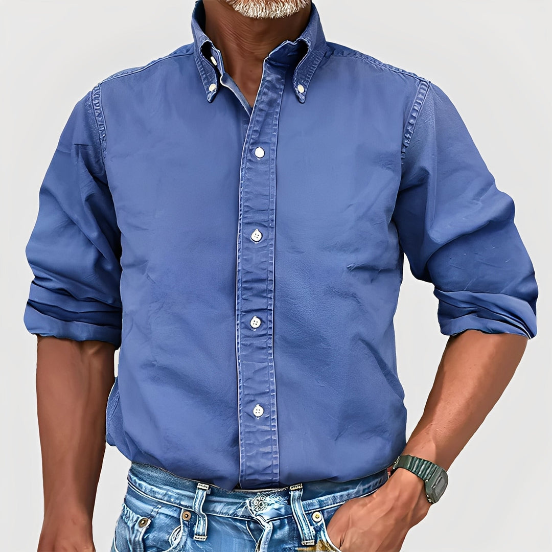 Ronald - Camicia a maniche lunghe con revers retrò per uomo