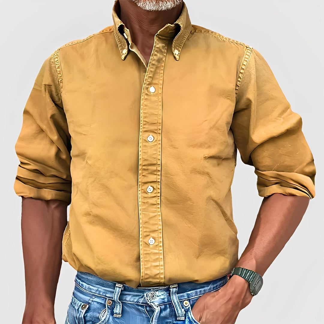 Ronald - Camicia a maniche lunghe con revers retrò per uomo