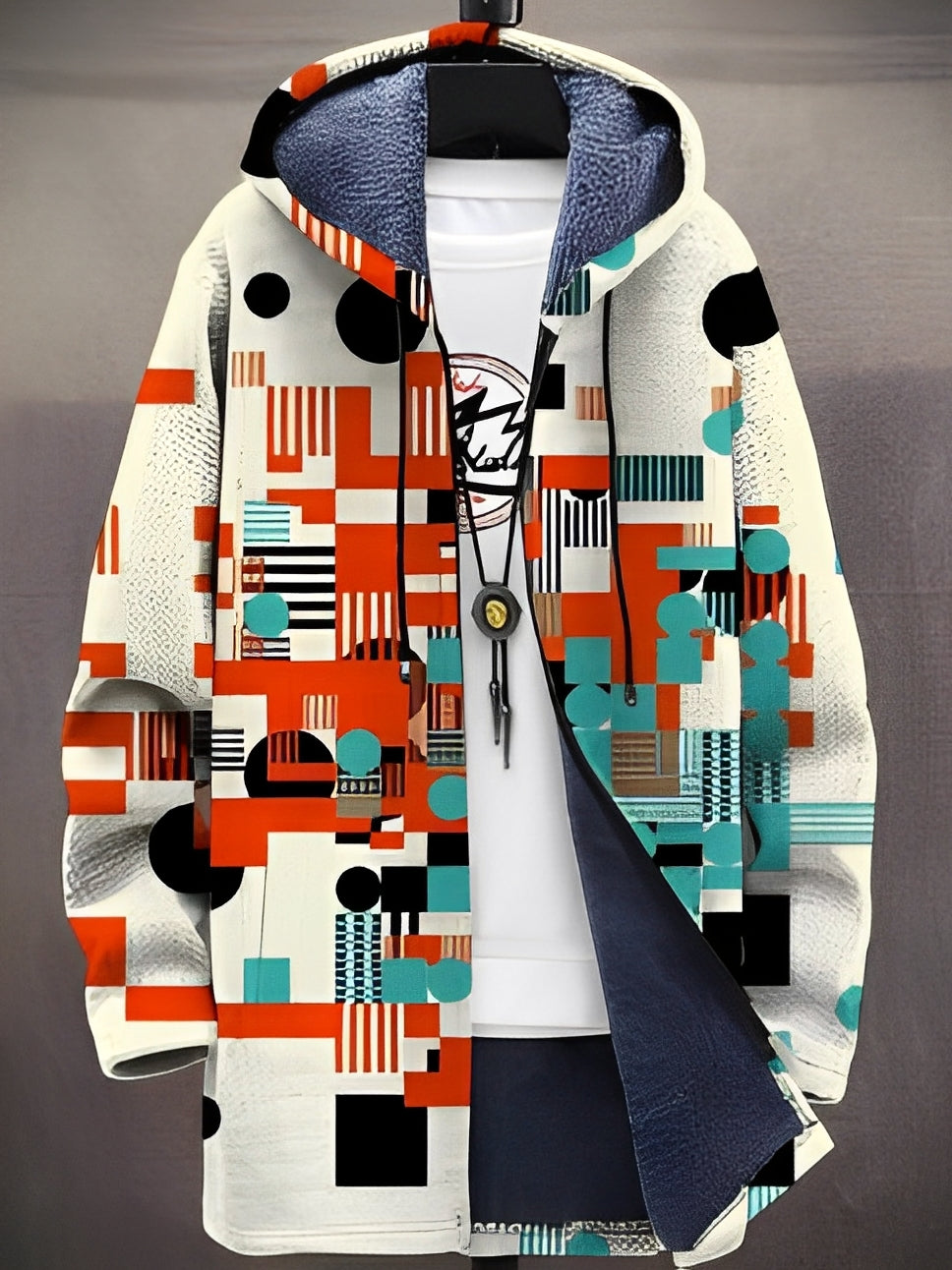 Trenton - Giacca stilosa stampata con cappuccio per uomo