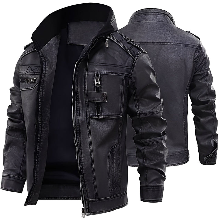 Kevin - Classica giacca in pelle con tasche per uomini