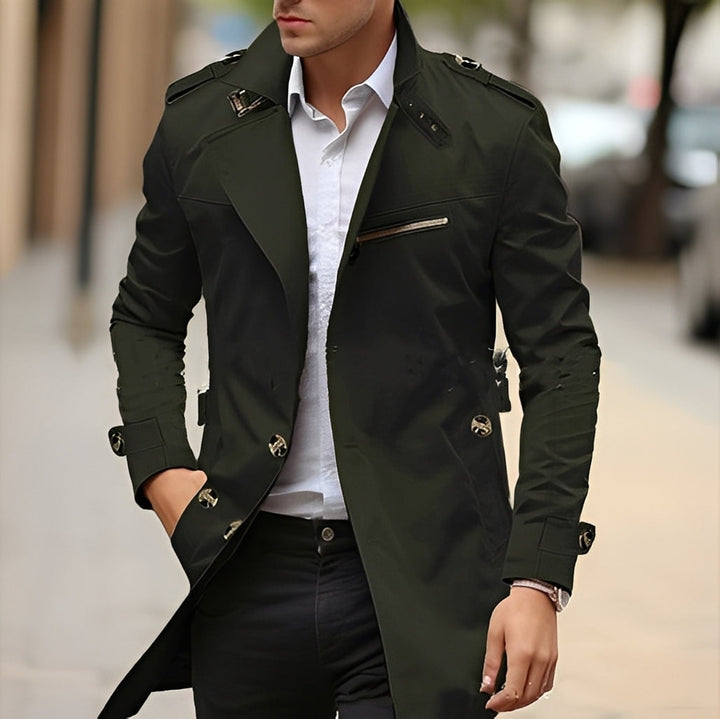 Ansel - Elegante trench coat con colletto a revers per uomo