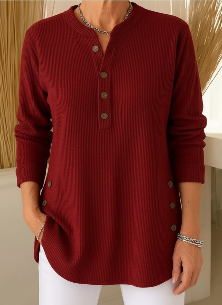 Élise™ – Maglione a maniche lunghe in maglia tinta unita