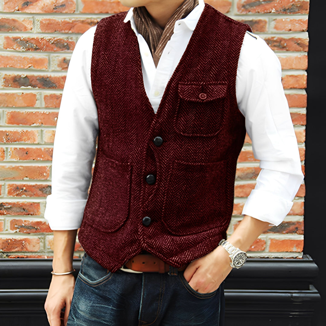 Matthew - Elegante gilet in tweed con tasche per uomini