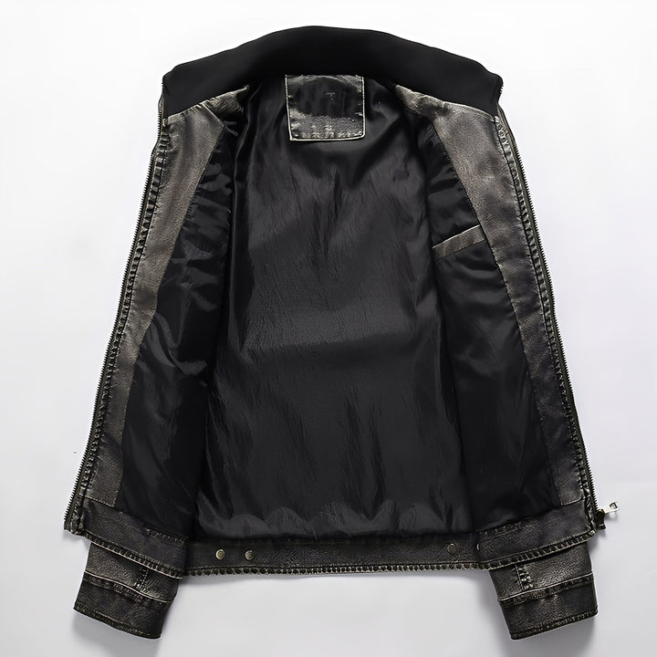 Kevin - Classica giacca in pelle con tasche per uomini