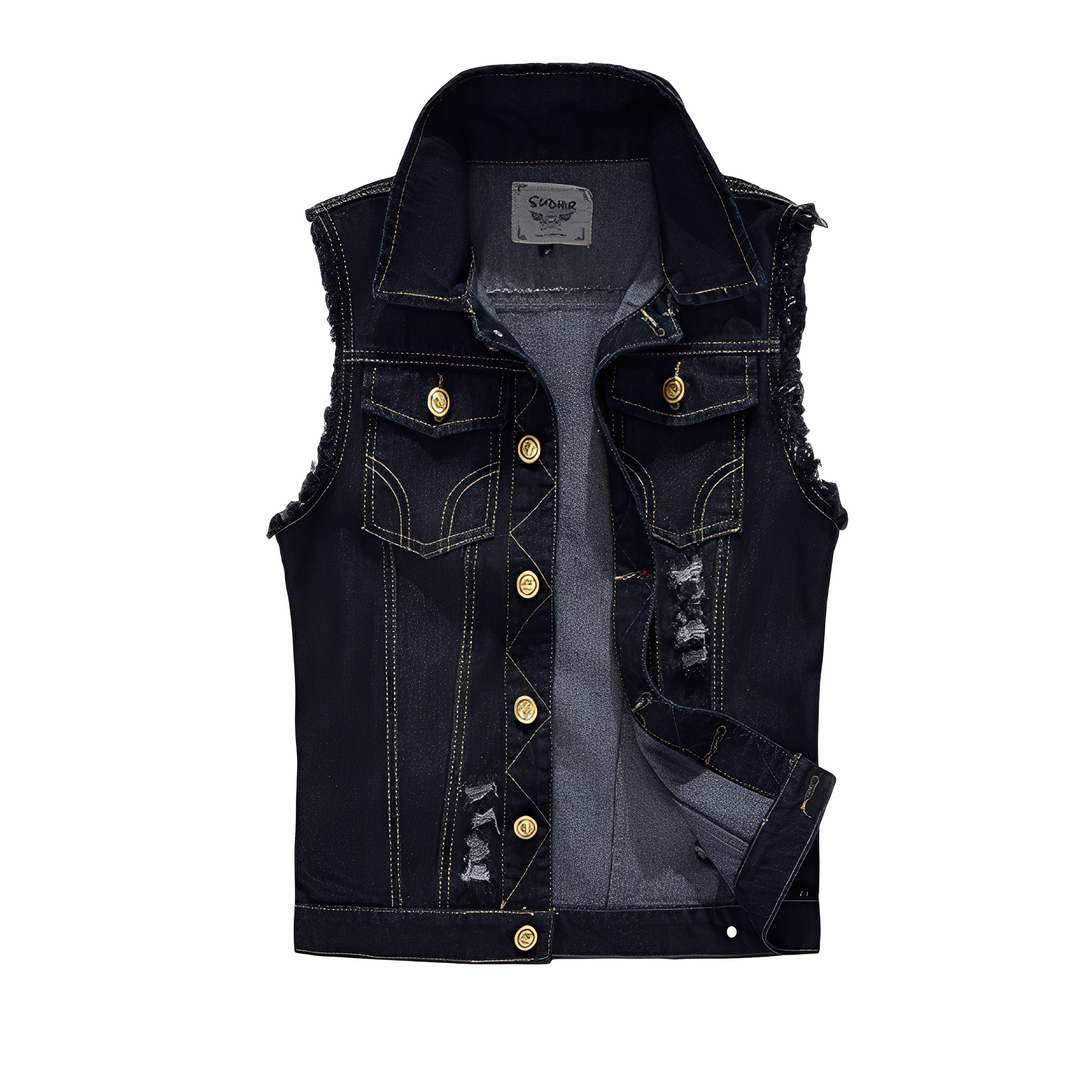 Morley - Gilet jeans retrò con tasche per uomini