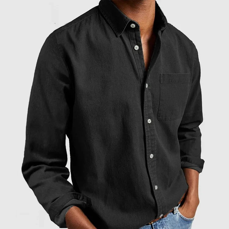 Maxime - Camicia di Jeans Casual Miscela Morbida
