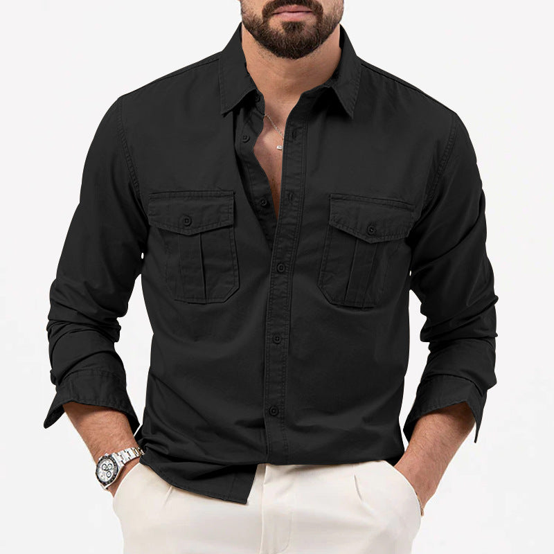 Dennis - Camicia classica a maniche lunghe con tasche per uomo