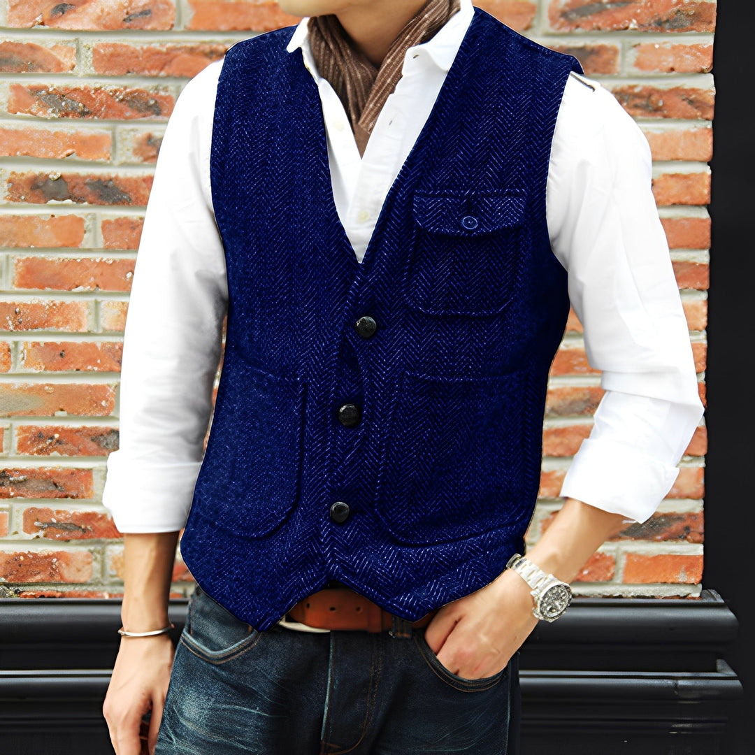 Matthew - Elegante gilet in tweed con tasche per uomini