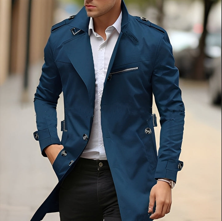 Ansel - Elegante trench coat con colletto a revers per uomo