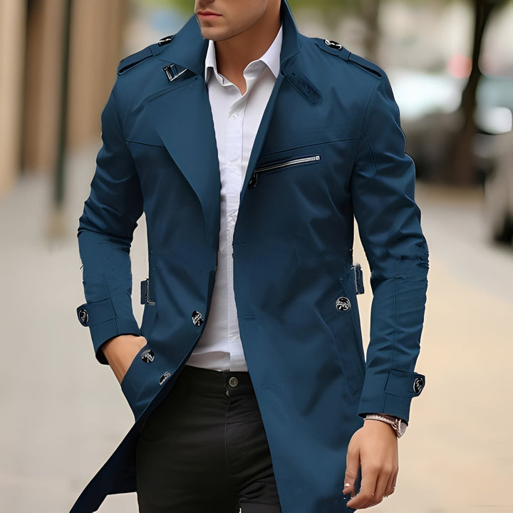 Derrick - Elegante trench coat con colletto a revers per uomo