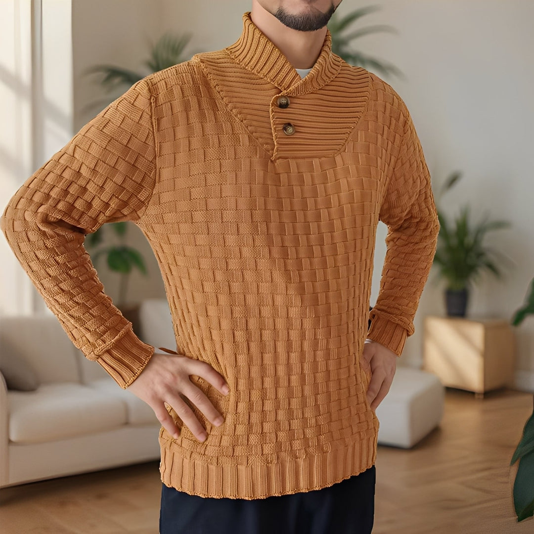 Branson - Maglione casual a maglia con collo alto per uomo
