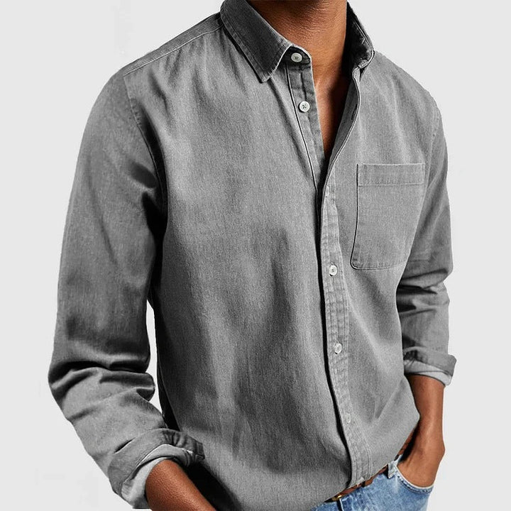 Maxime - Camicia di Jeans Casual Miscela Morbida