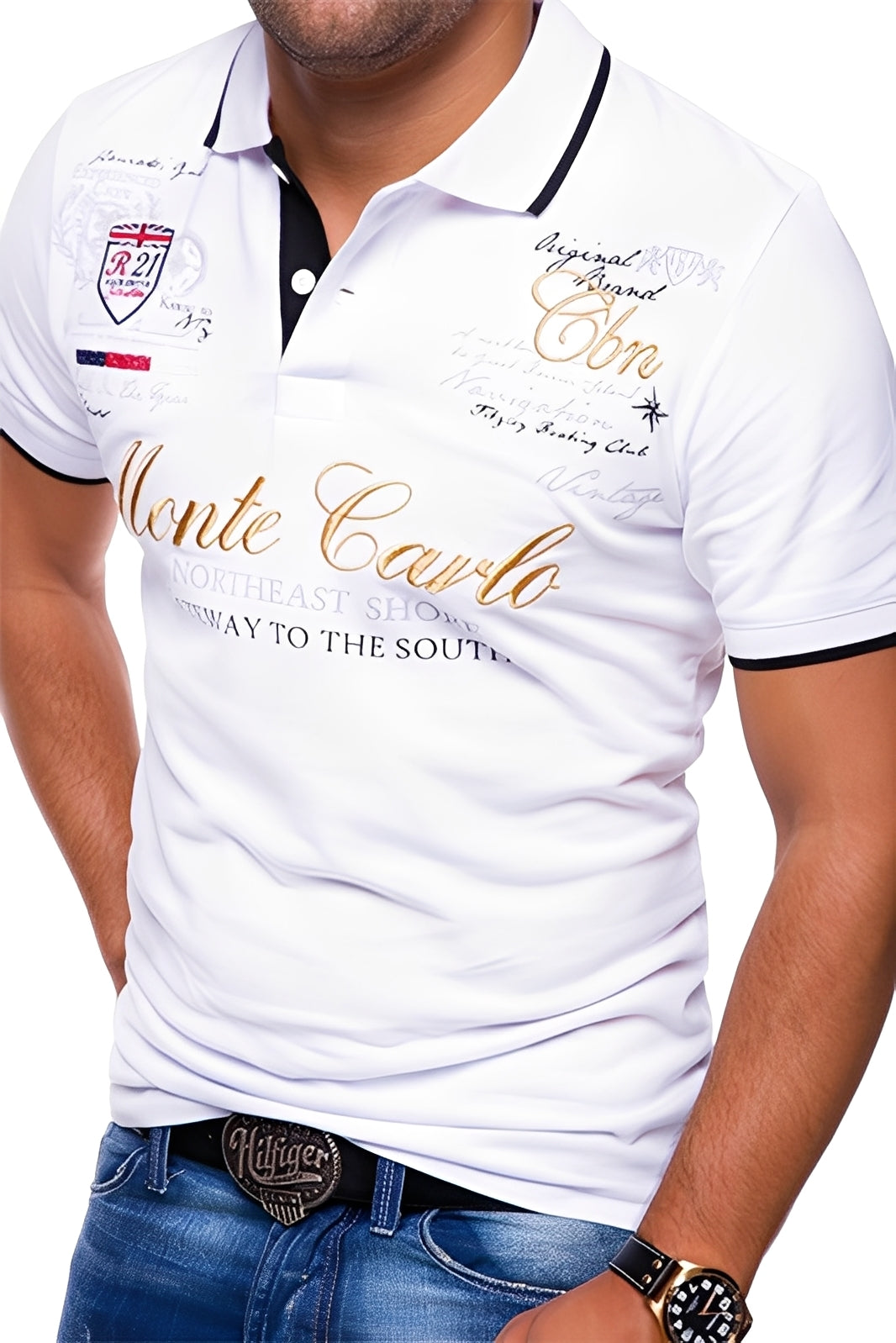 Brent - Polo casual con stampa per uomini