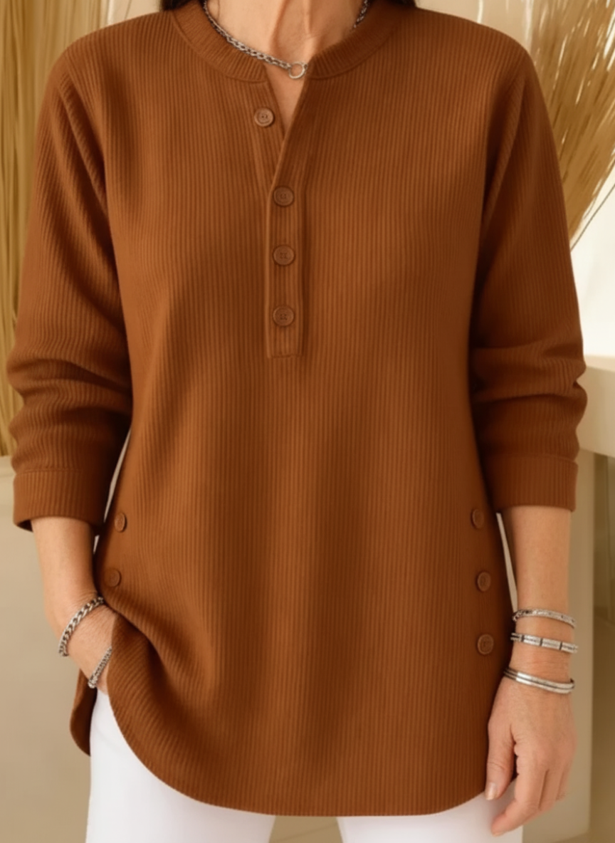 Élise™ – Maglione a maniche lunghe in maglia tinta unita