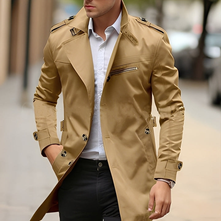 Derrick - Elegante trench coat con colletto a revers per uomo