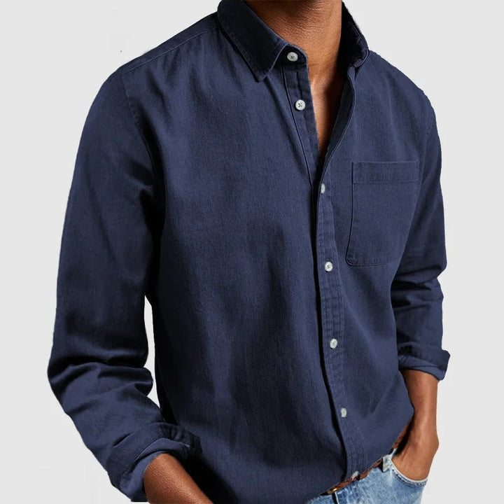 Maxime - Camicia di Jeans Casual Miscela Morbida