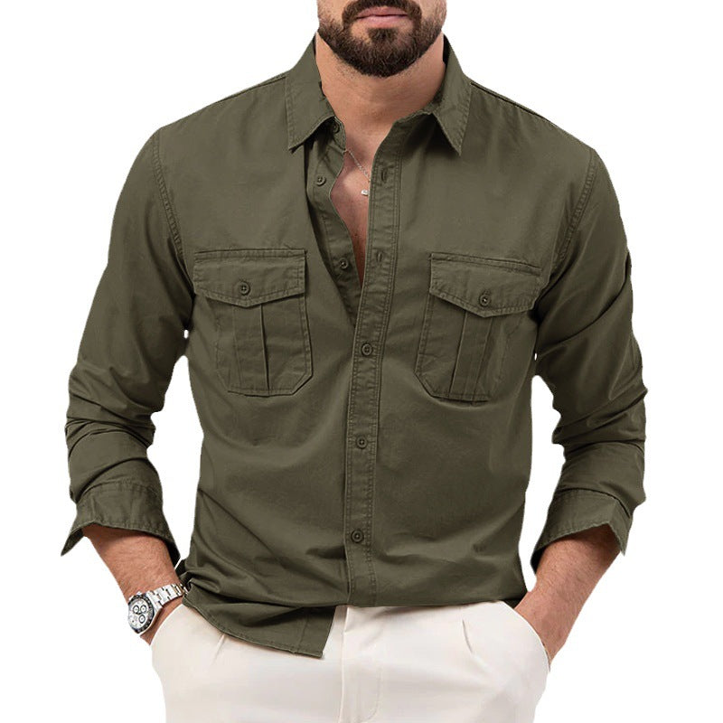 Dennis - Camicia classica a maniche lunghe con tasche per uomo