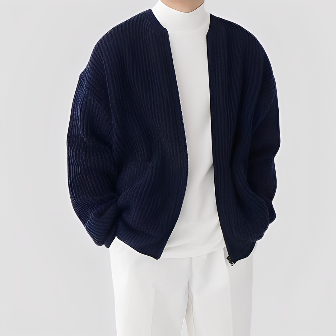 Willy - Cardigan a maglia larga con zip per uomo