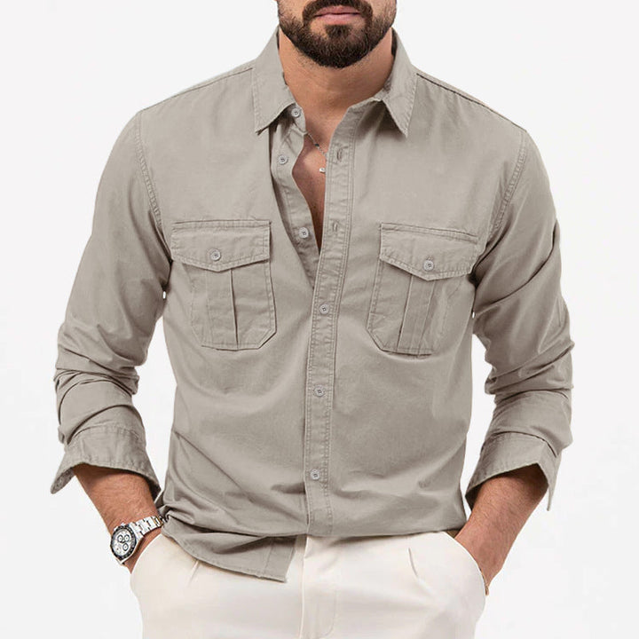 Dennis - Camicia classica a maniche lunghe con tasche per uomo