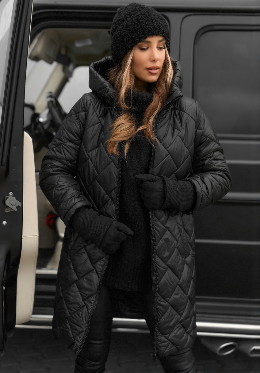 Elena | Giacca a Vento Trapuntata in Piuma con Cappuccio