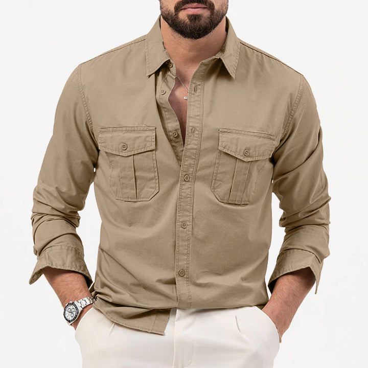 Dennis - Camicia classica a maniche lunghe con tasche per uomo
