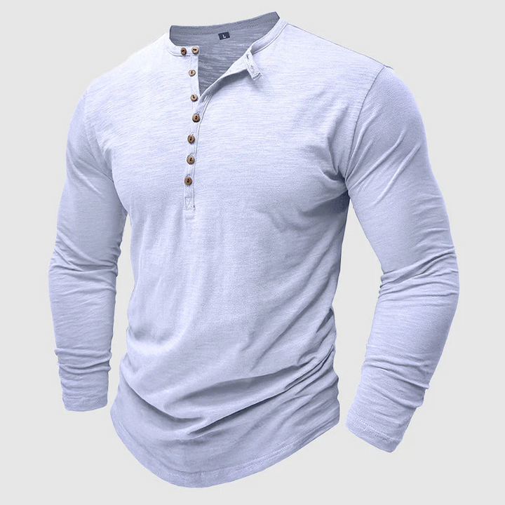 Ansel - Camicia casual in cotone con bottoni per uomo