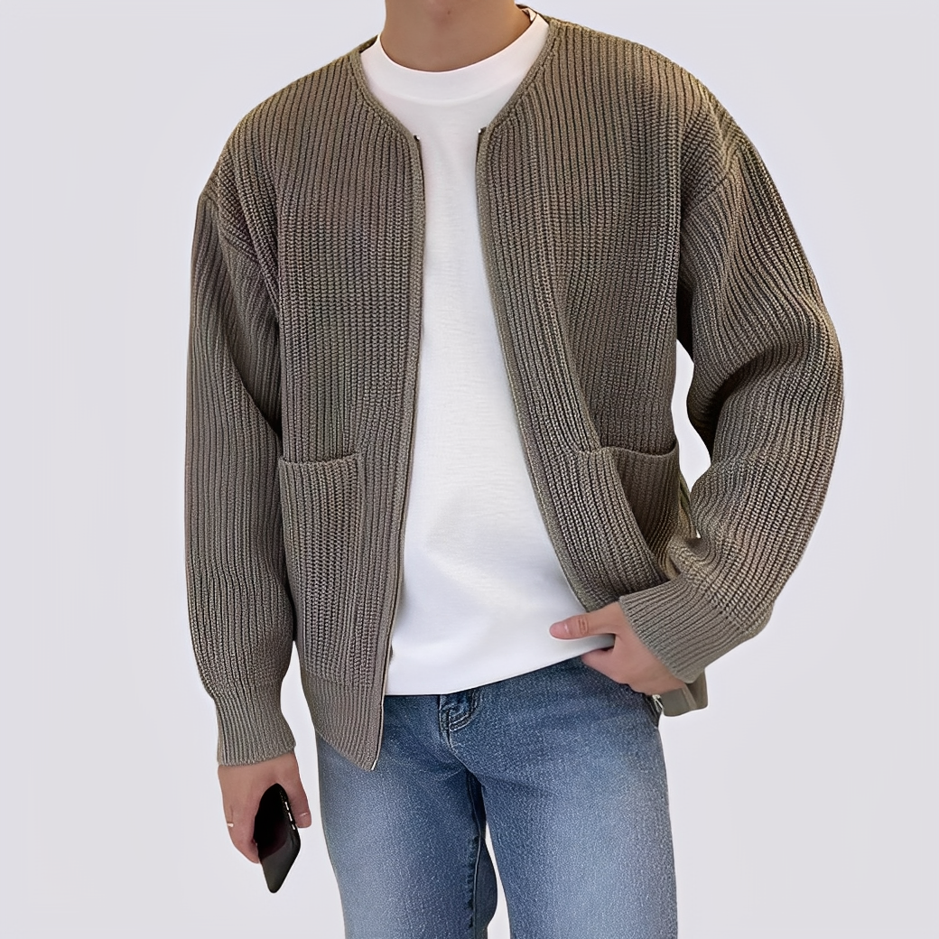 Willy - Cardigan a maglia larga con zip per uomo