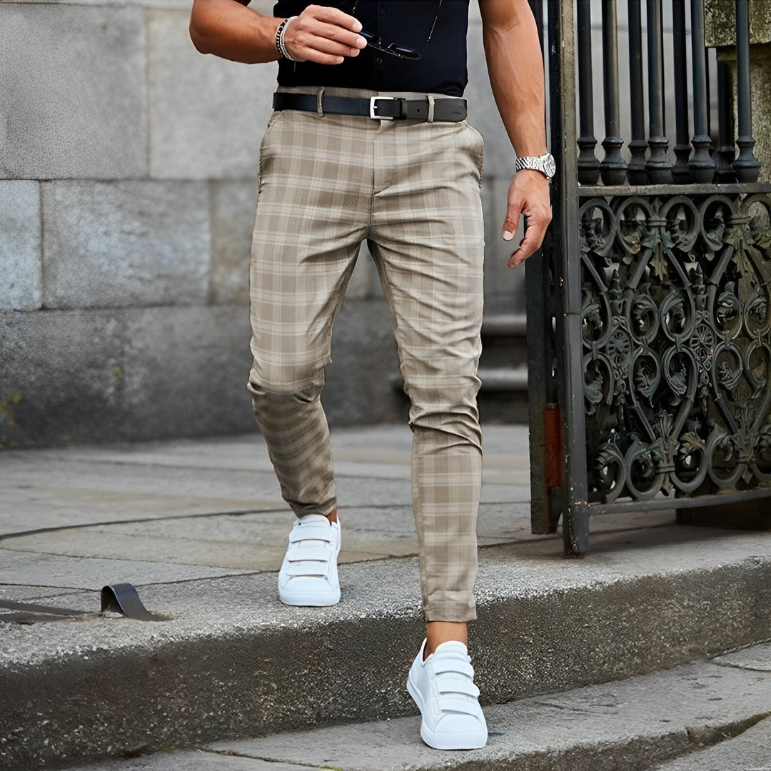 Jefferson - Chinos taglio comodo a quadri per uomo