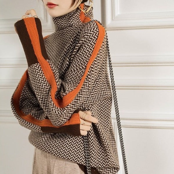 Sofia | Maglione a collo alto con strisce a contrasto