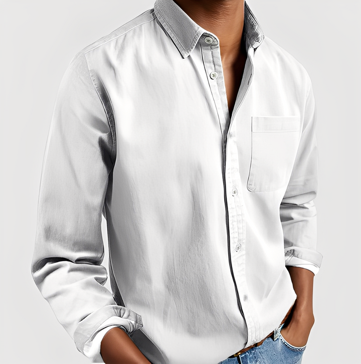 Maxime - Camicia di Jeans Casual Miscela Morbida