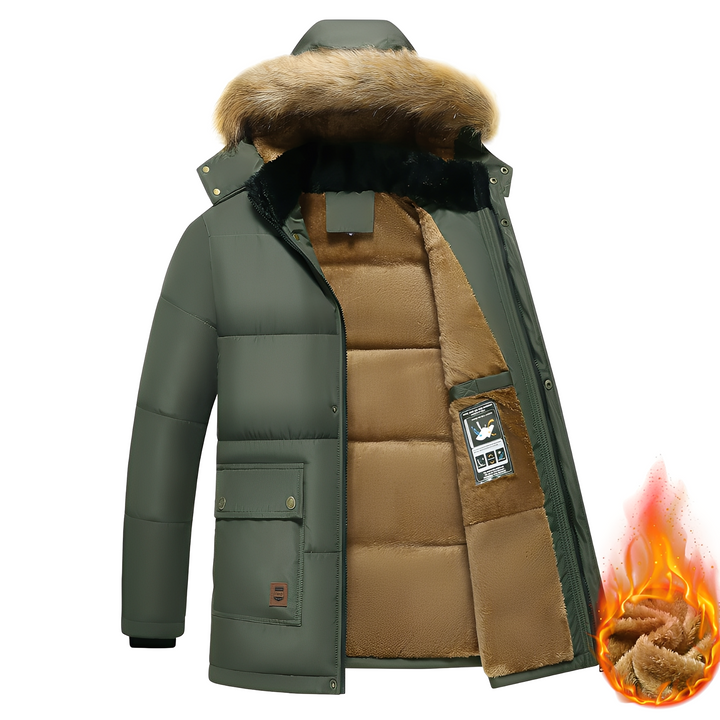 Crispian - Parka caldo con cappuccio rimovibile per uomo
