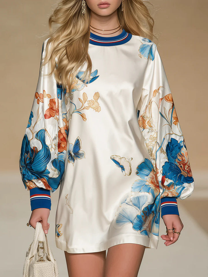 Fiorella | Abito mini in raso floreale vintage