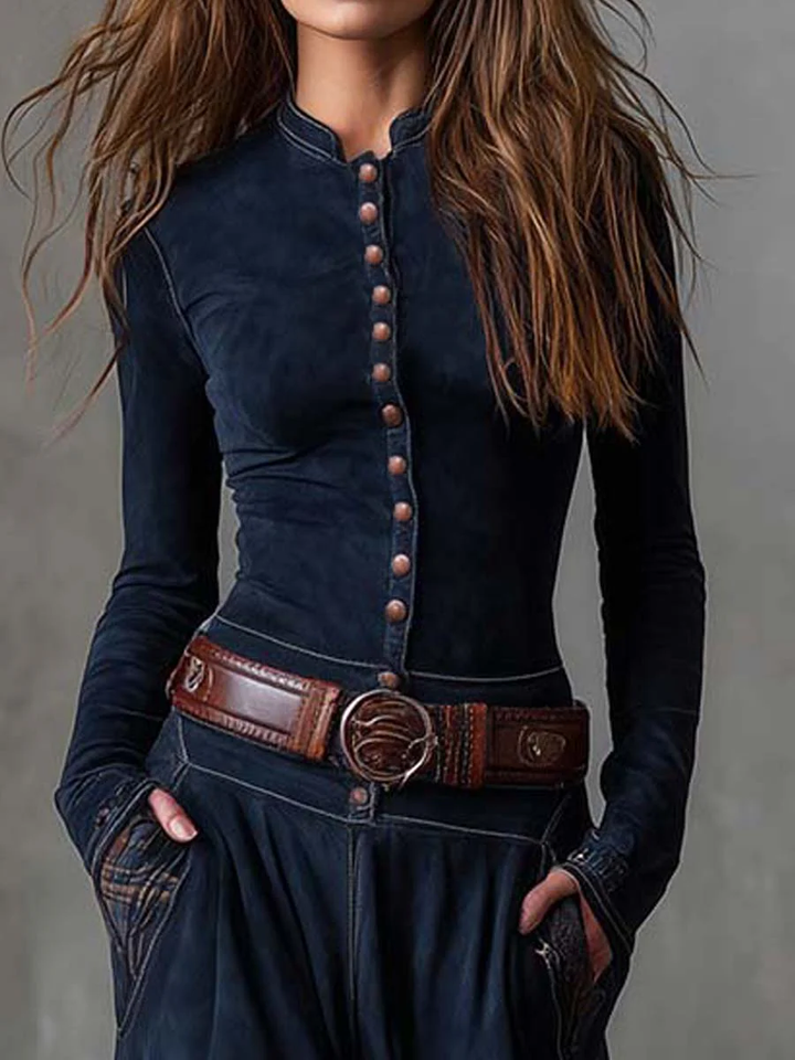 Elisa | Abito maxi in suede con cintura