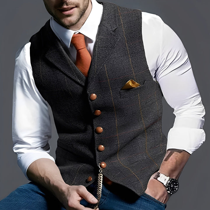 Arnold - Elegante, stretto gilet con motivo a quadri per uomo